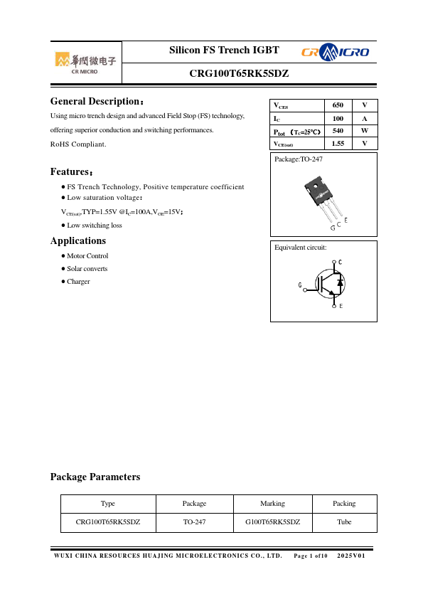 CRG100T65RK5SDZ Datasheet Preview