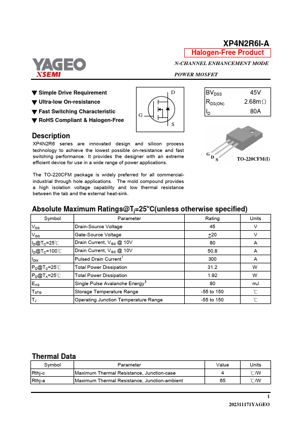 XP4N2R6I-A Datasheet Preview