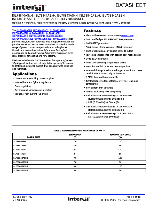 ISL78845ASEH Datasheet Preview