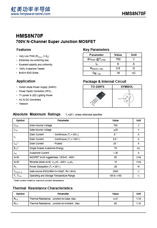 HMS8N70F Datasheet Preview