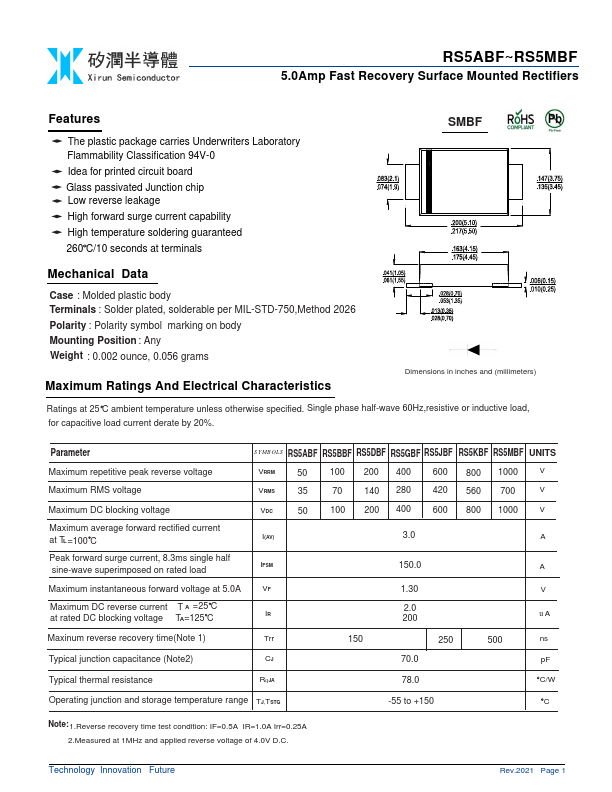 RS5GBF Datasheet Preview