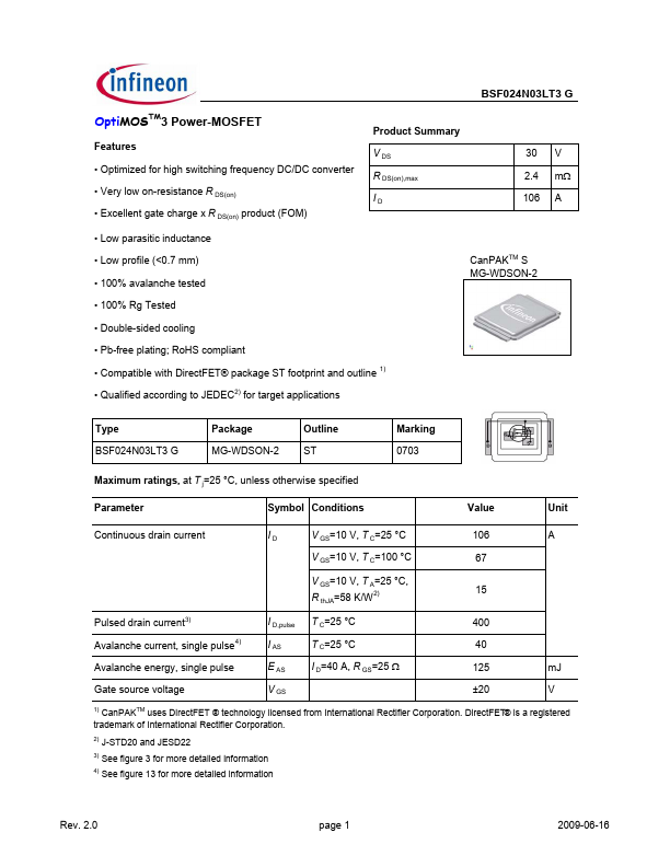 BSF024N03LT3G