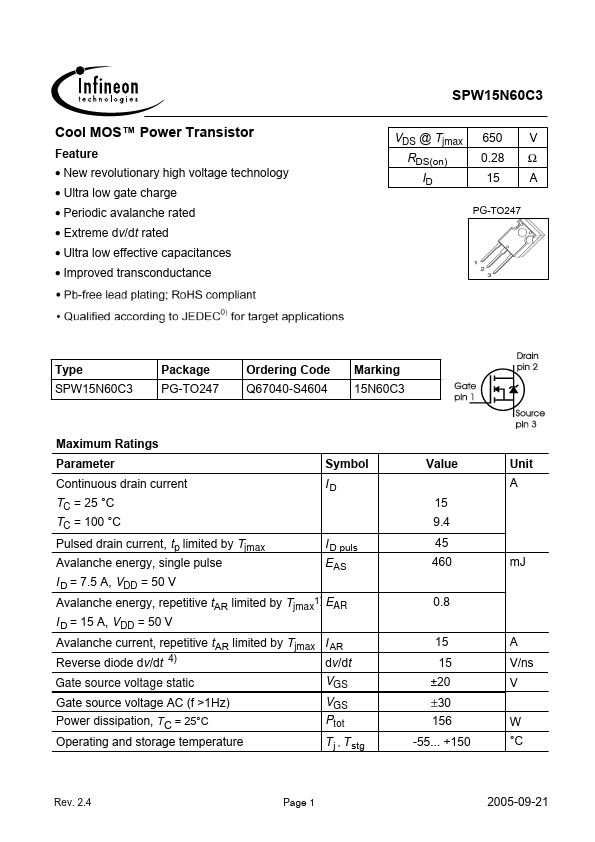 SPW15N60C3