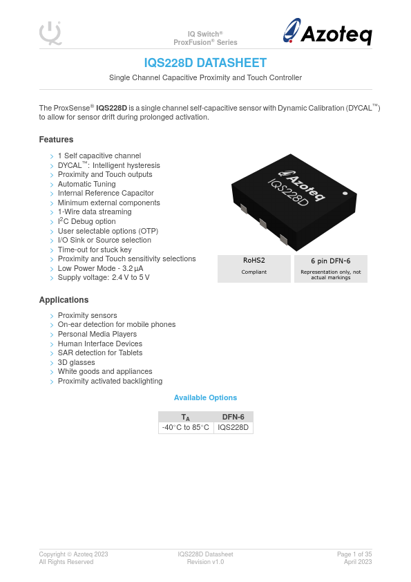 IQS228D Datasheet Preview