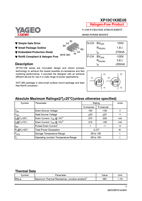 XP10C1K8EU6 Datasheet Preview