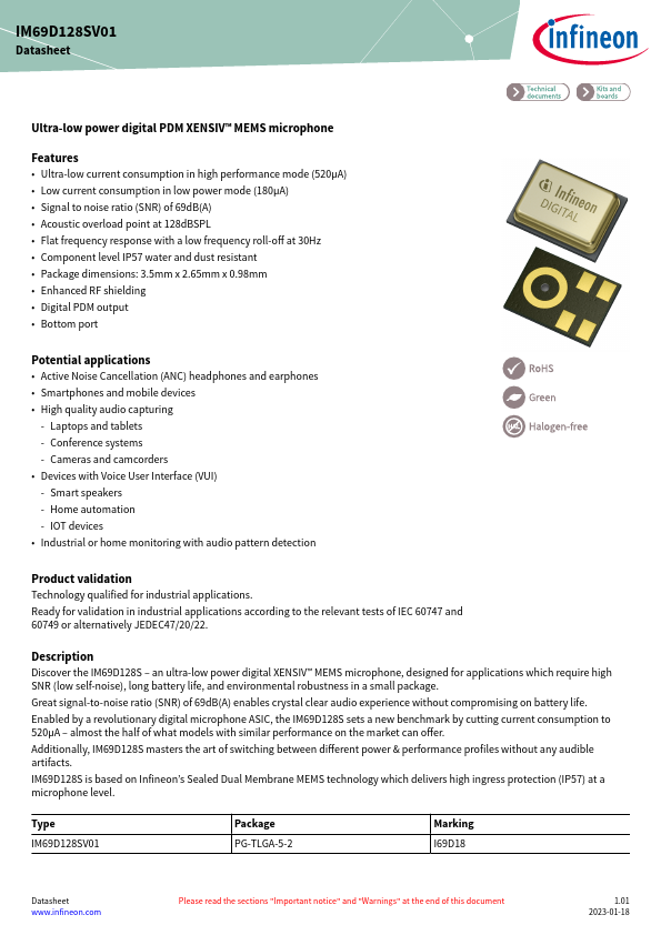 IM69D128SV01 Datasheet Preview