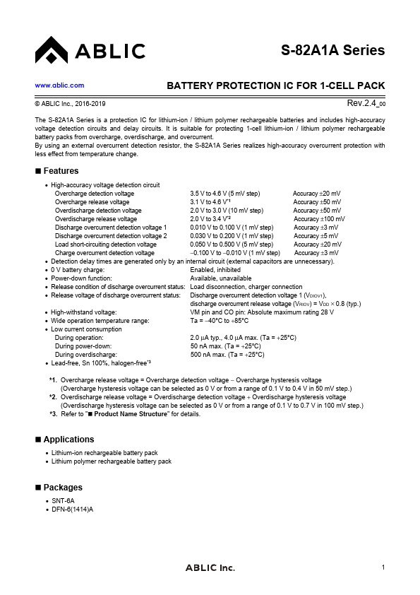 S-82A1A Datasheet Preview