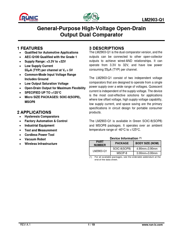 LM2903-Q1 Datasheet Preview