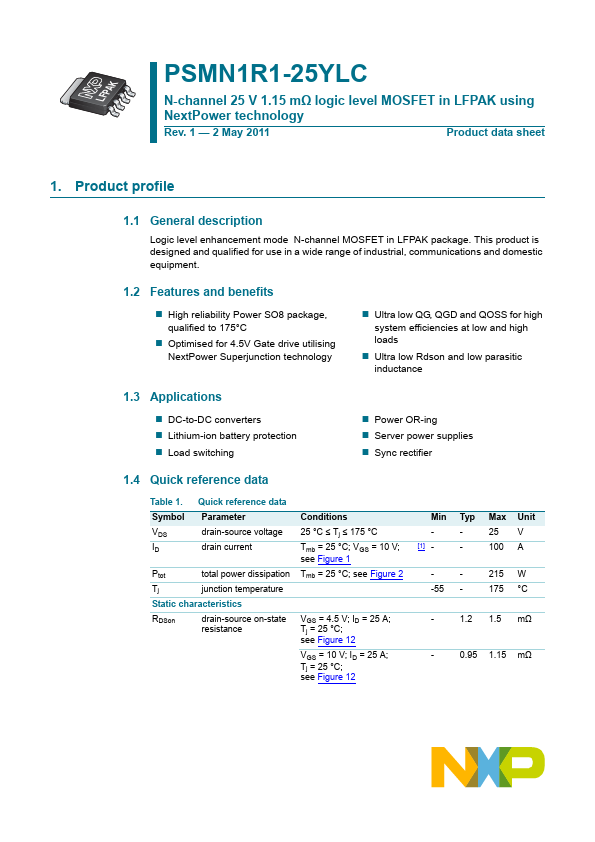 PSMN1R1-25YLC