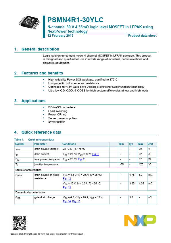 PSMN4R1-30YLC