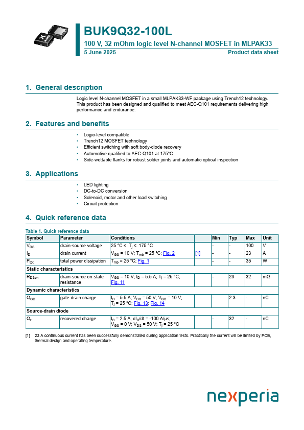 BUK9Q32-100L Datasheet Preview