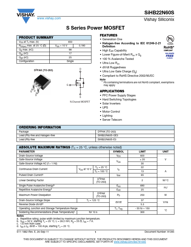 SiHB22N60S