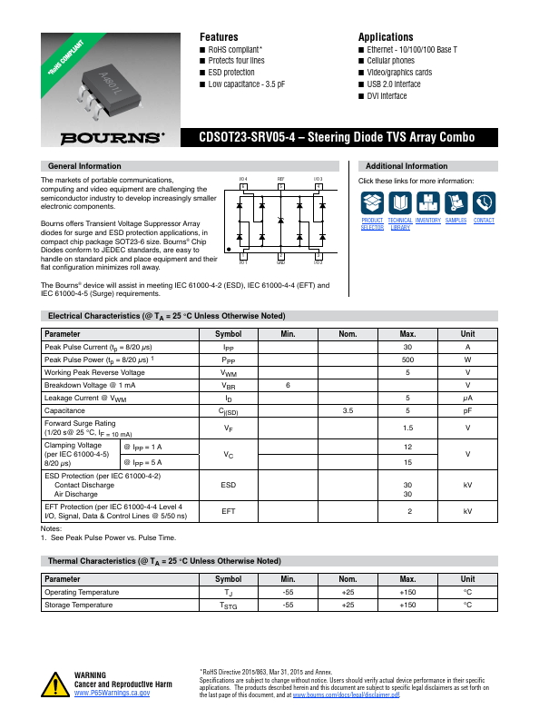 CDSOT23-SRV05-4 Datasheet Preview