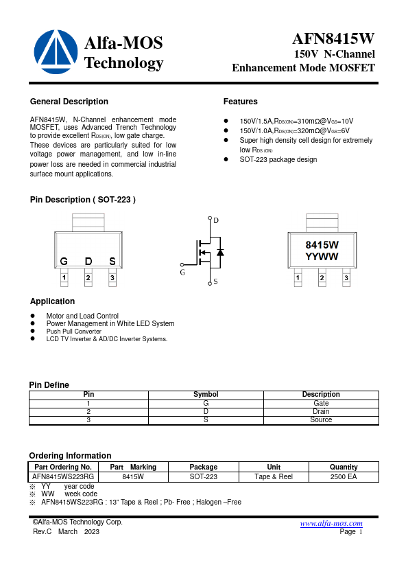AFN8415W Datasheet Preview