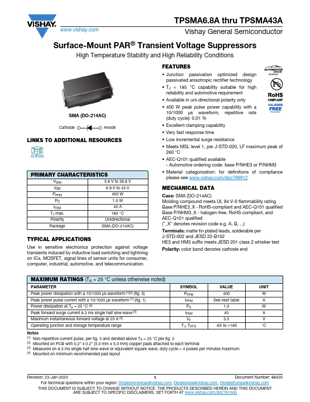 TPSMA13A Datasheet Preview