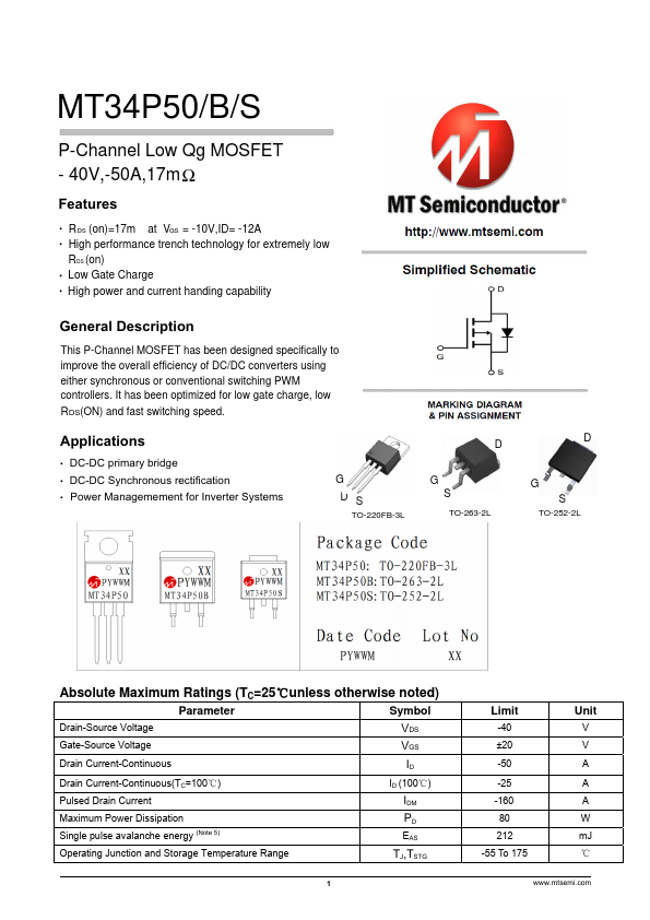 MT34P50S Datasheet Preview