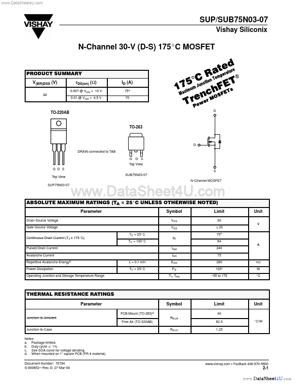 SUB75N03-07