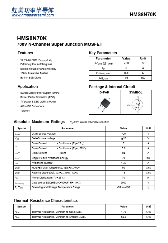 HMS8N70K Datasheet Preview