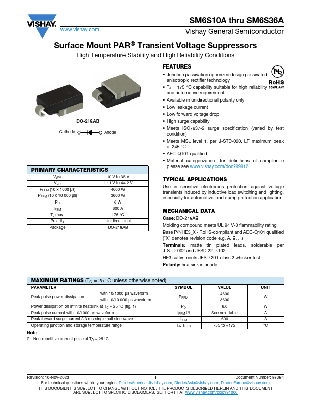 SM6S15A Datasheet Preview