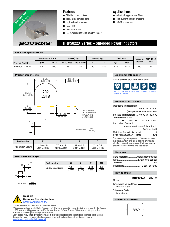 HRP5022X-2R2M Datasheet Preview