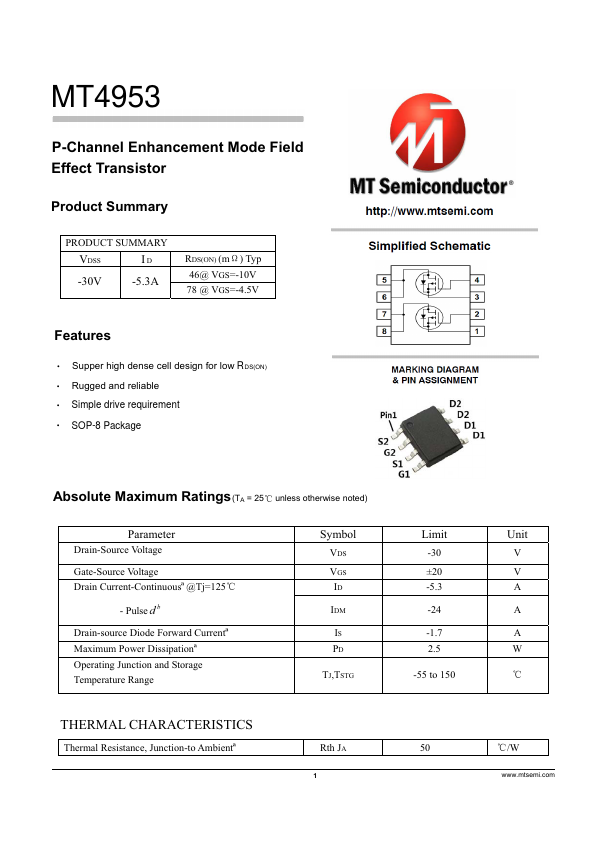 MT4953 Datasheet Preview