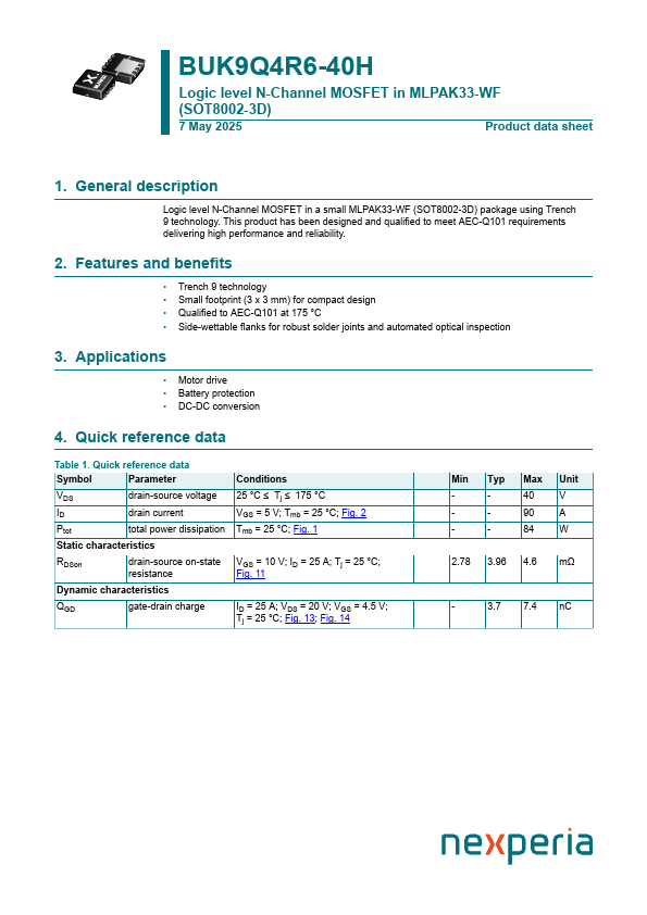BUK9Q4R6-40H Datasheet Preview