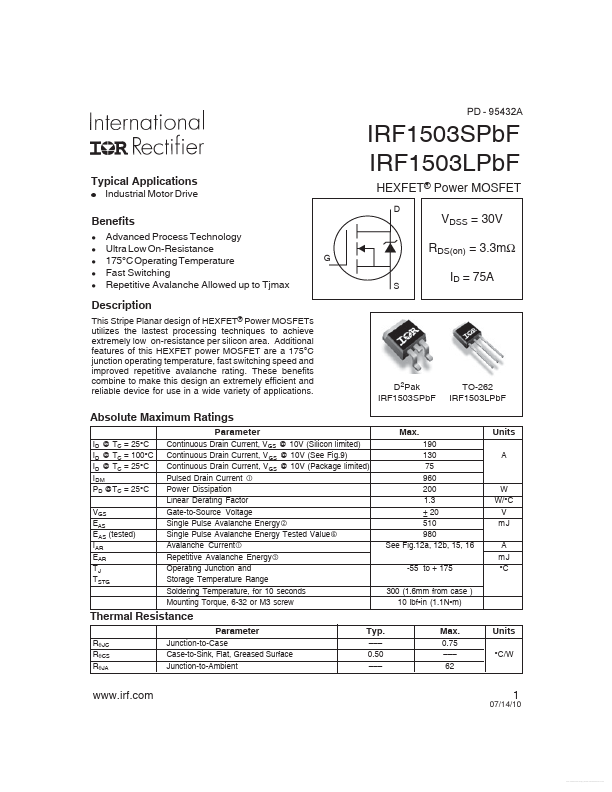 IRF1503LPBF