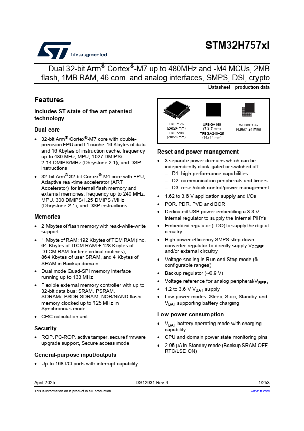 STM32H757XI Datasheet Preview