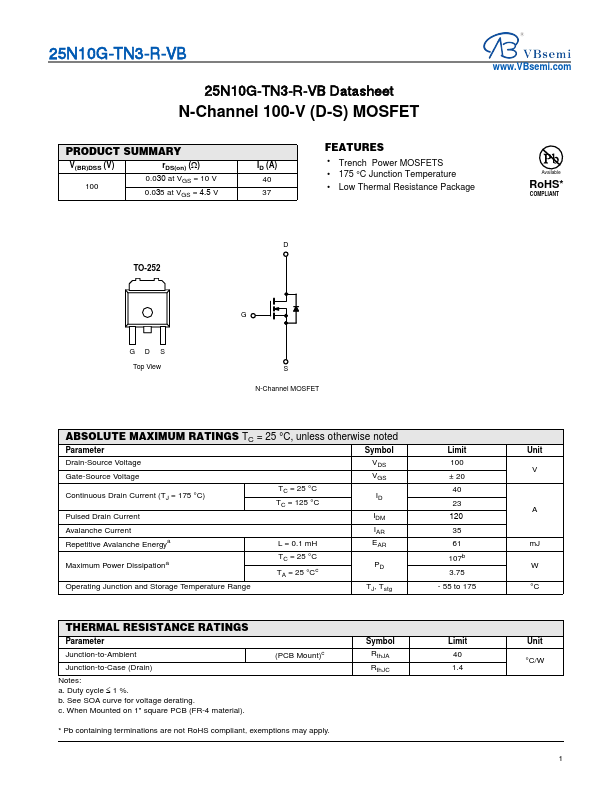 25N10G-TN3-R Datasheet Preview