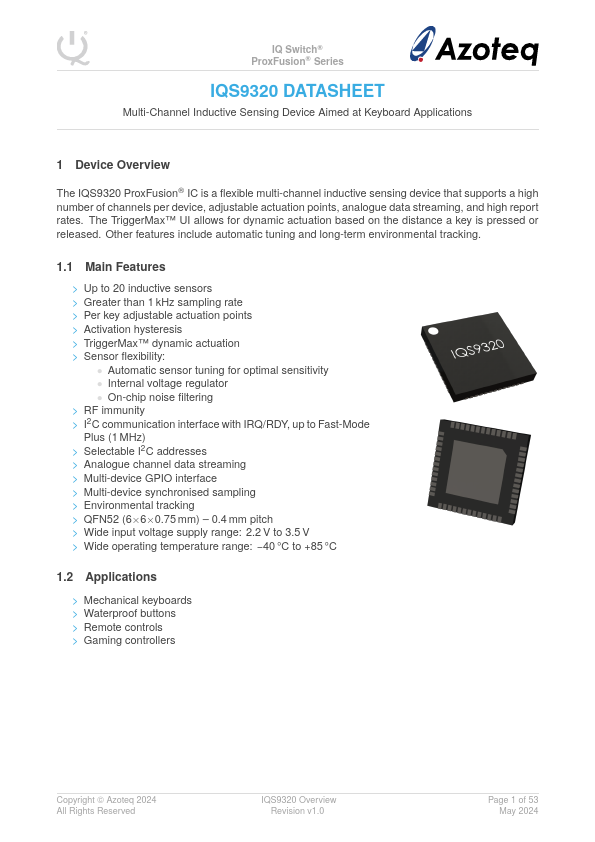 IQS9320 Datasheet Preview