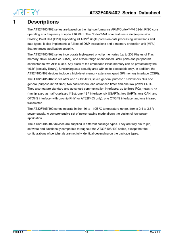 AT32F405RCT7 page 3 preview