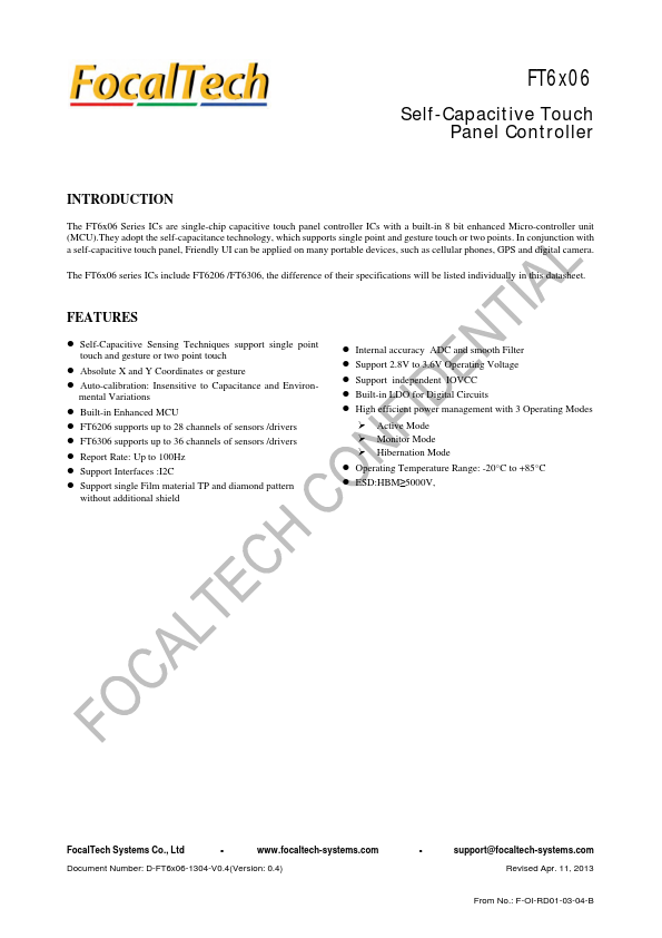 FT6306DMB Datasheet Preview