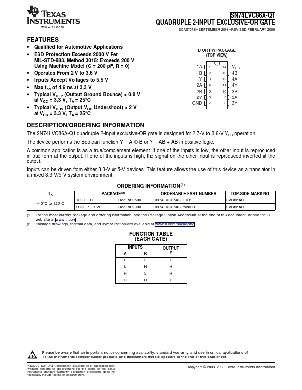 SN74LVC86A-Q1