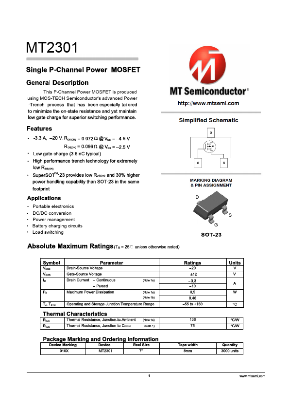 MT2301 Datasheet Preview