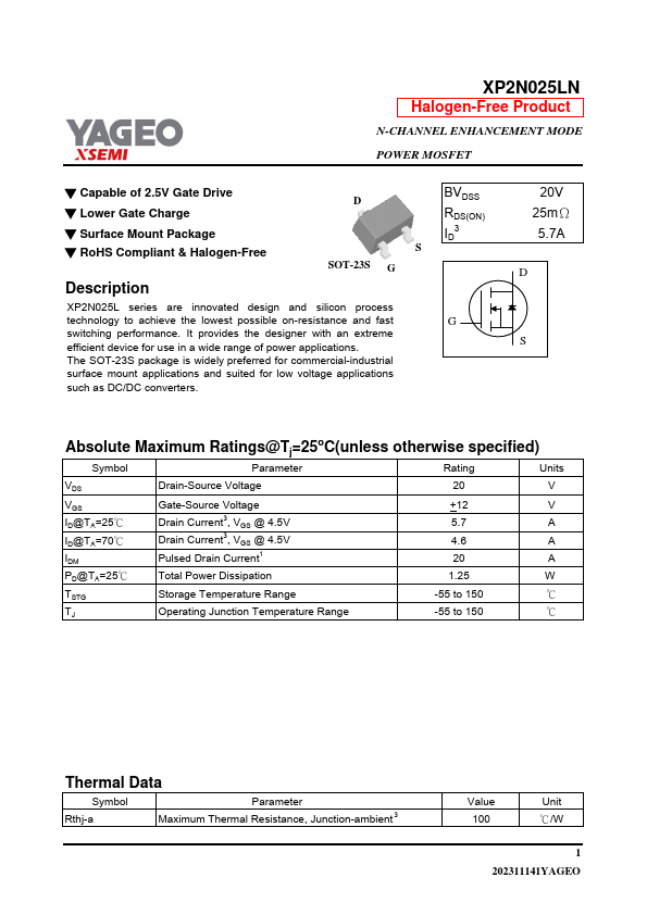 XP2N025LN Datasheet Preview
