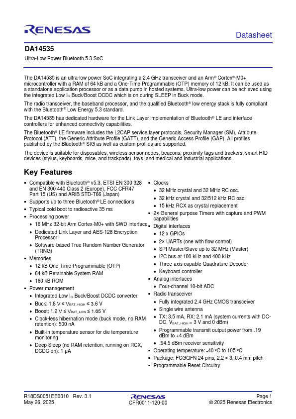 DA14535 Datasheet Preview