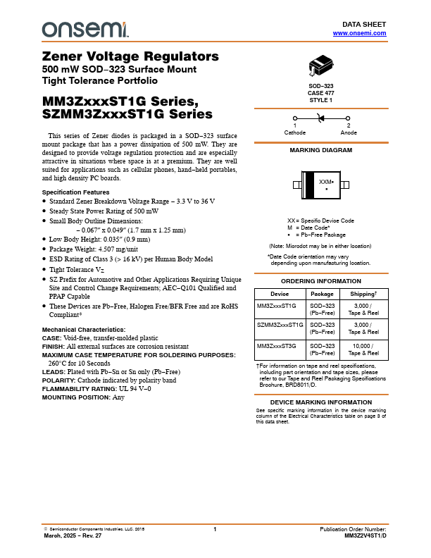 MM3Z24VST1G Datasheet Preview