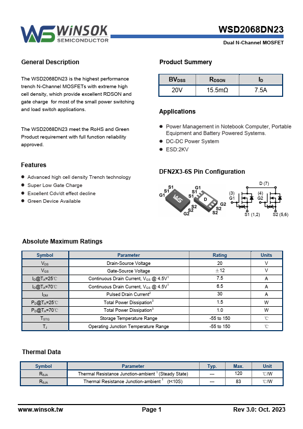WSD2068DN23 Datasheet Preview