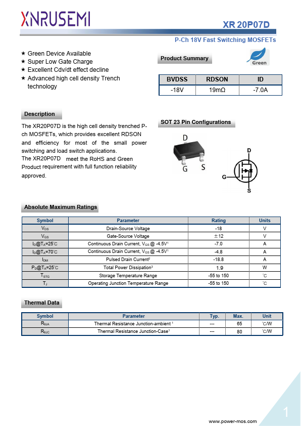 XR20P07D Datasheet Preview