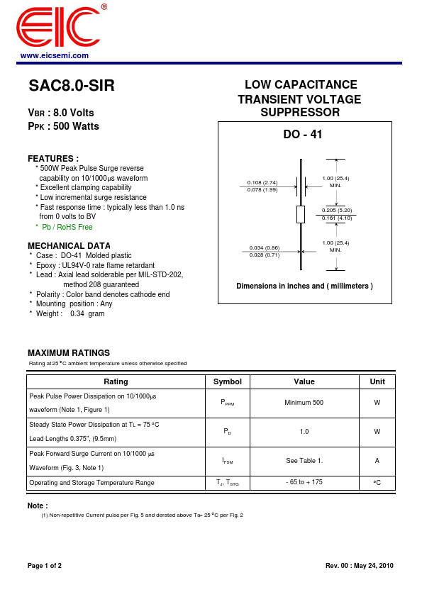 SAC8.0-SIR Datasheet Preview