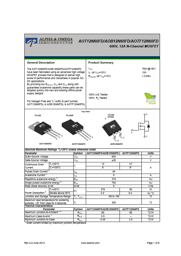 AOTF12N60FD