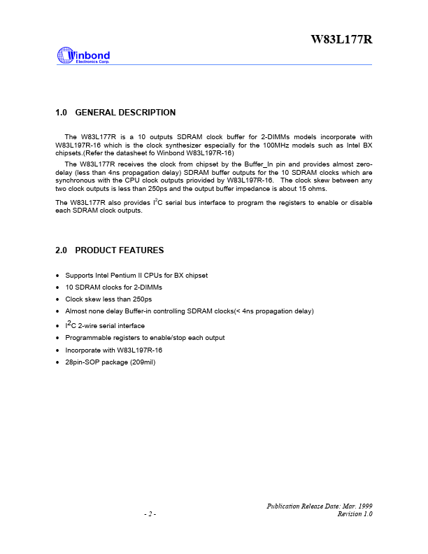 W83L177R datasheet page 1 preview