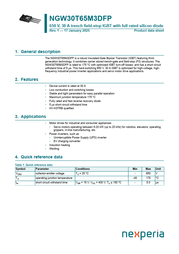 NGW30T65M3DFP Datasheet Preview