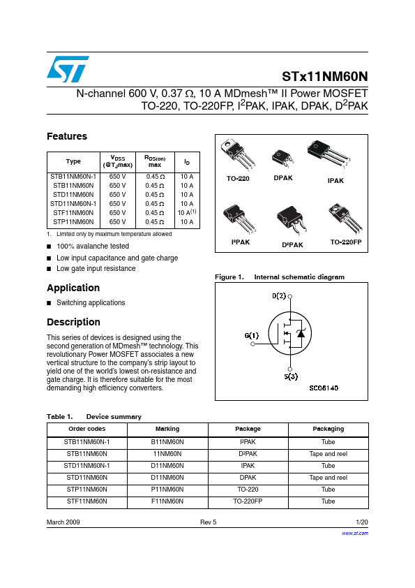 STB11NM60-1