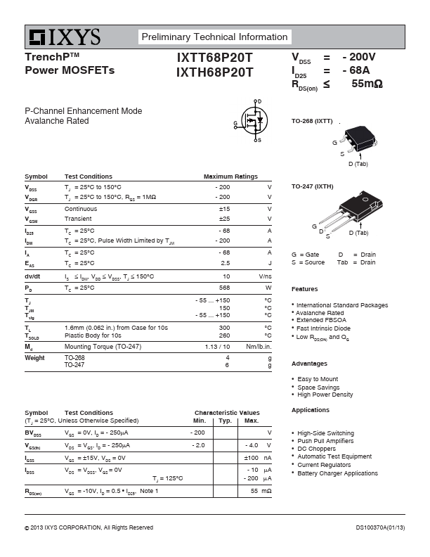IXTT68P20T Datasheet Preview