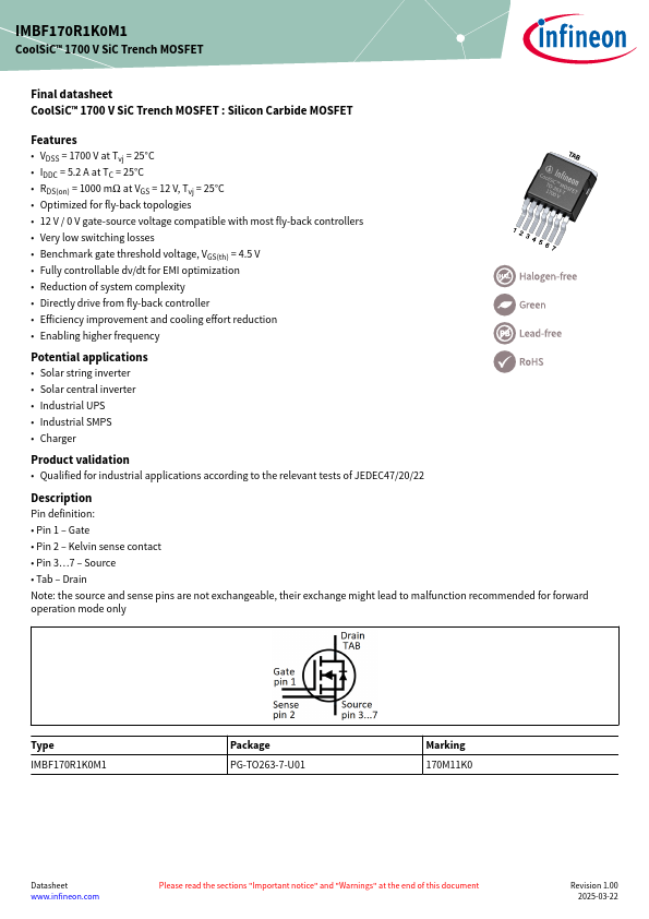 IMBF170R1K0M1 Datasheet Preview