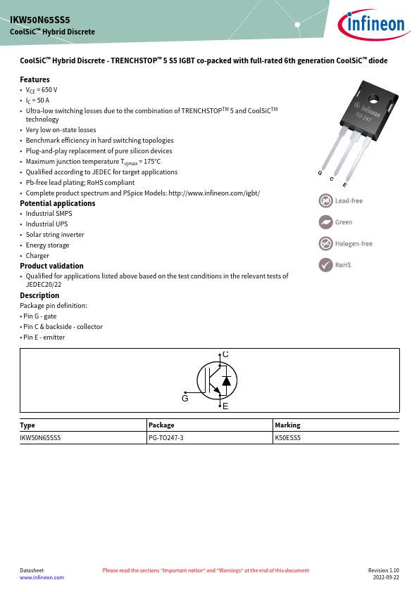 IKW50N65SS5 Datasheet Preview