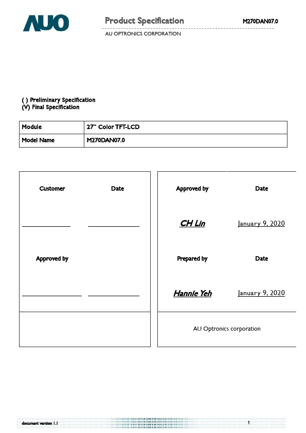 M270DAN07.0 Datasheet Preview