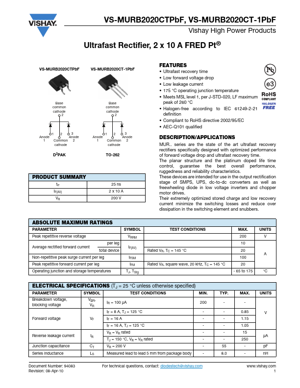 VS-MURB2020CT-1PbF