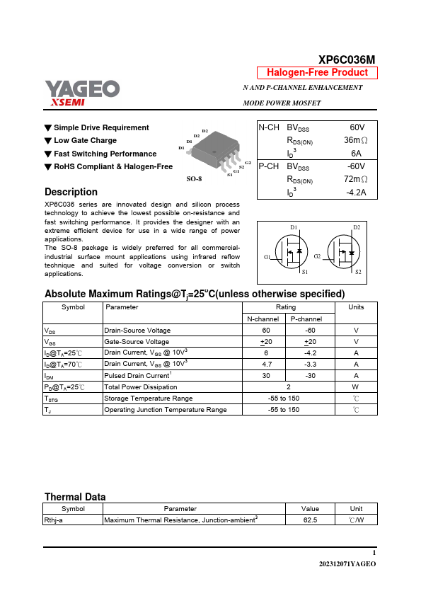 XP6C036M Datasheet Preview